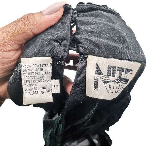 Vintage NiteLine Black Sequin Halter Neck Dress | Tag Size 6 | Open Back Design - Picture 3 of 3